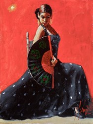Study for Black Flower IV (Vertical) by Fabian Perez - Original Painting on Stretched Canvas sized 12x16 inches. Available from Whitewall Galleries